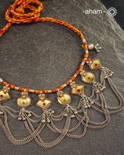 Tribal Yellow Glass Silver Neckpiece