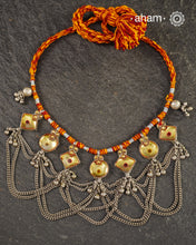Tribal Yellow Glass Silver Neckpiece