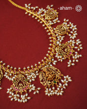 Goddess Lakshmi Guttapusalu Gold Polish Silver Neckpiece