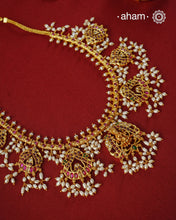 Goddess Lakshmi Guttapusalu Gold Polish Silver Neckpiece