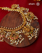 Goddess Lakshmi Guttapusalu Gold Polish Silver Neckpiece