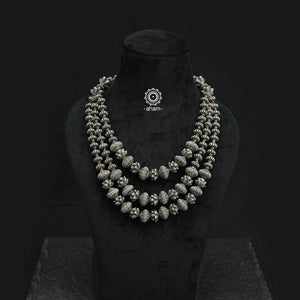 Three Line Silver Bead Neckpiece