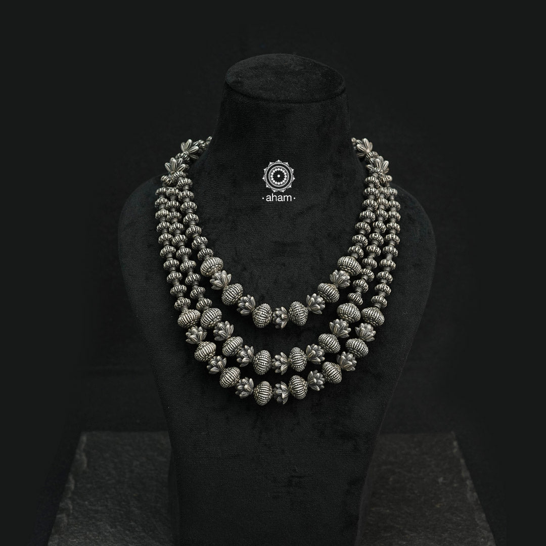 Three Line Silver Bead Neckpiece