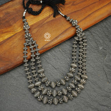Three Line Silver Bead Neckpiece