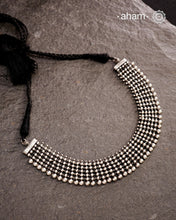 Beautiful 92.5 Sterling Silver handcrafted neckpiece with traditional Maharashtrian workmanship. can be worn as a choker as well as a short neckpiece 