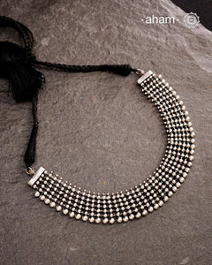 Beautiful 92.5 Sterling Silver handcrafted neckpiece with traditional Maharashtrian workmanship. can be worn as a choker as well as a short neckpiece 