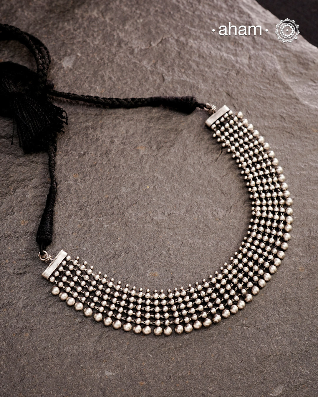 Beautiful 92.5 Sterling Silver handcrafted neckpiece with traditional Maharashtrian workmanship. can be worn as a choker as well as a short neckpiece 