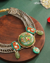 One of a kind statement wearable art pieces.&nbsp;An eclectic mix of elements, with a play of colours, textures, forms and workmanship. Crafted in silver with two tones that makes this neckpiece so versatile and unique.&nbsp;Modern Heirloom pieces that can be worn across generations.