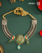 One of a kind statement wearable art pieces.&nbsp;An eclectic mix of elements, with a play of colours, textures, forms and workmanship. Crafted in silver with two tones that makes this neckpiece so versatile and unique.&nbsp;Modern Heirloom pieces that can be worn across generations.