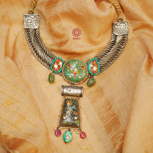 One of a kind statement wearable art pieces. An eclectic mix of elements, with a play of colours, textures, forms and workmanship. Crafted in silver with two tones that makes this neckpiece so versatile and unique. Modern Heirloom pieces that can be worn across generations.