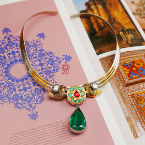 This Noori Two Tone Silver Hasli stands out from the crowd with a unique dual tone design and kundan work. The versatile accessory can be worn to complement any outfit - from formal suits to traditional Indian ethnic wear. When looking for a stylish yet practical accessory, this is the one you want.