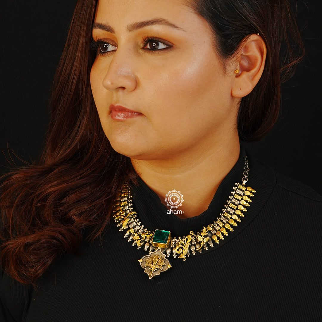 Noori Two Tone Green Silver Neckpiece