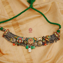 One of a kind statement wearable art pieces. An eclectic mix of elements, with a play of colours, textures, forms and workmanship. Crafted in Silver with two tones that makes this neckpiece so versatile and unique. Modern Heirloom pieces that can be worn across generations.