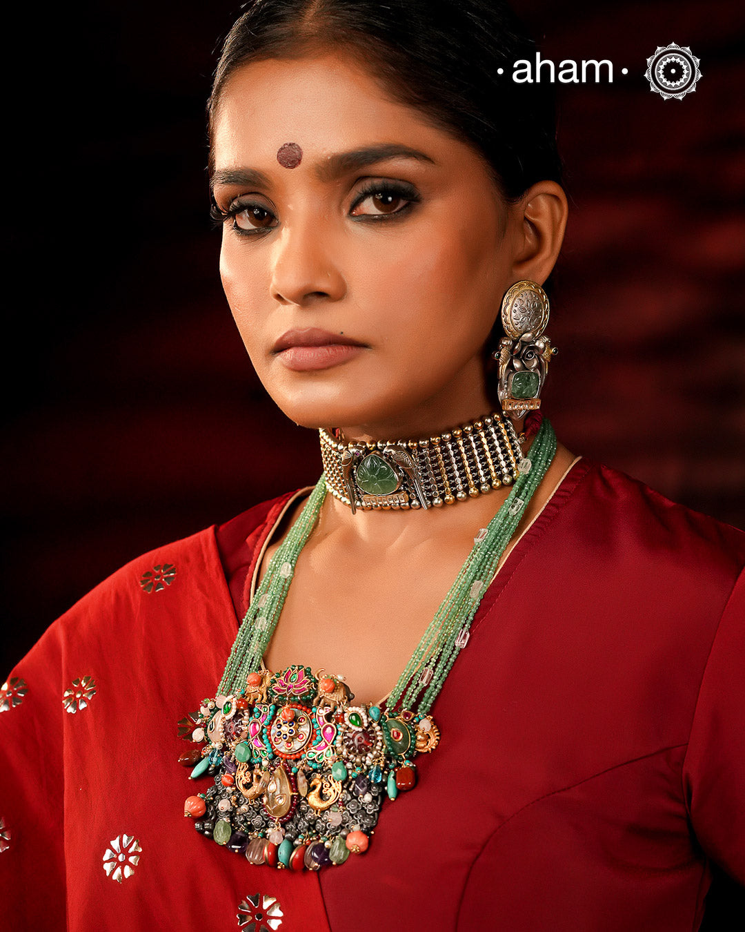 One of a kind statement wearable art pieces. An eclectic mix of elements, with a play of colours, textures, forms and workmanship. Crafted in Silver with two tones that makes this neckpiece so versatile and unique. Modern Heirloom pieces that can be worn across generations.