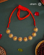 Enhance your style with the timeless elegance of the Dual Tone Silver Choker which can also be worn lower around the neck. Handcrafted by skilled karigars in Barmer, Rajasthan, this neckpiece features traditional Bandhel work, where a thin sheet of hand beaten 22 carat gold is set on 92.5 silver using a unique wax setting technique. A classic representation of fine Indian traditional craftsmanship.&nbsp;