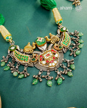 One of a kind statement wearable art pieces.An eclectic mix of elements, with a play of colours, textures, forms and workmanship. Crafted in Silver with two tones and kundan highlights and beautiful cultured pearls that makes this neckpiece so versatile and unique. Modern Heirloom pieces that can be worn across generations.