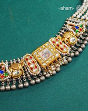 Handpainted Shreenathji Noori Two Tone Silver Choker