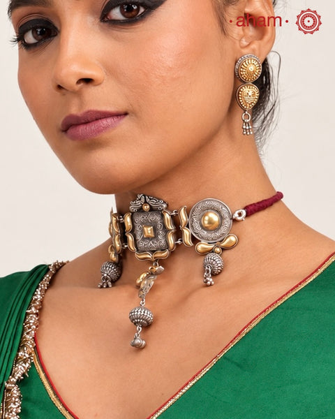 Bandhel Two Tone Silver Choker