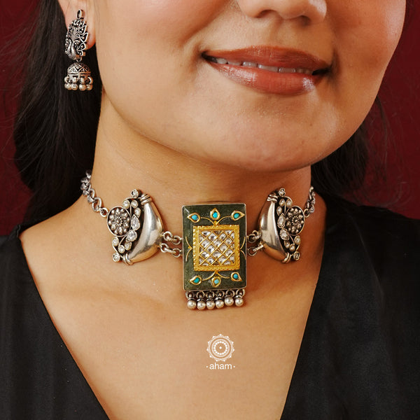 Flaunt this beautiful Ira Choker with intricate floral inlay work on semi precious stone.. Looks great with both ethnic and western outfits.