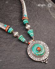 Tibetan Turquoise and Coral Silver Neckpiece