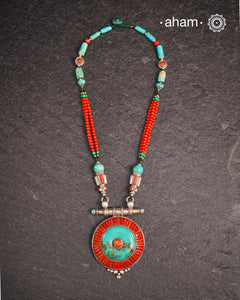 Tibetan Coral and Turquoise Silver Neckpiece