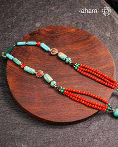 Tibetan Coral and Turquoise Silver Neckpiece