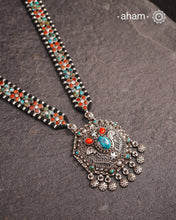 Himalayan Coral and Turquoise Silver Neckpiece