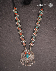 Himalayan Coral and Turquoise Silver Neckpiece