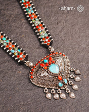 Himalayan Coral and Turquoise Silver Neckpiece