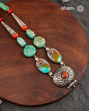 Himalayan Coral and Turquoise Silver Neckpiece