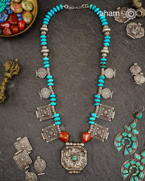 Himalayan Turquoise Gau Silver Neckpiece