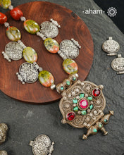Ladakh Gau and Unakite Silver Neckpiece