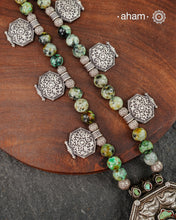 Himalyan Gau Pendant & African Turquoise Silver Neckpiece