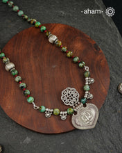 African Turquoise & Peacock Silver Neckpiece