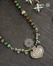 African Turquoise & Peacock Silver Neckpiece