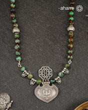 African Turquoise & Peacock Silver Neckpiece