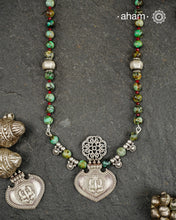African Turquoise & Peacock Silver Neckpiece