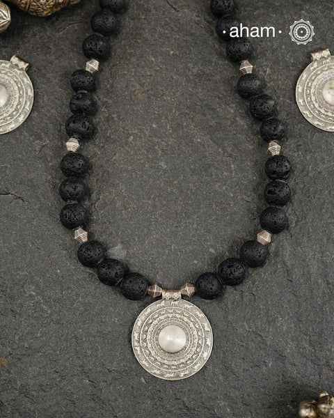Circle of Life Lava Stone Silver Neckpiece