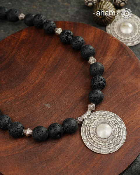 Circle of Life Lava Stone Silver Neckpiece
