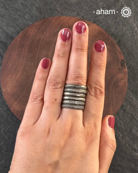 There is something so alluring about vintage tribal jewellery. They carry stories of the place and people they belong to. This beautiful spiral ring would have originally been a toe ring. Crafted in Silver.&nbsp;