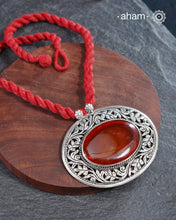 Large Statement chitai pendant with carnelian stone at the center. Crafted in 92.5 silver.
(Does not include chain)