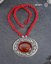 Large Statement chitai pendant with carnelian stone at the center. Crafted in 92.5 silver.
(Does not include chain)