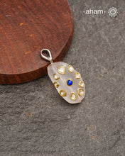 Rose Quartz pendant with silver inlay work
Works great with work wear or even your evening dress.