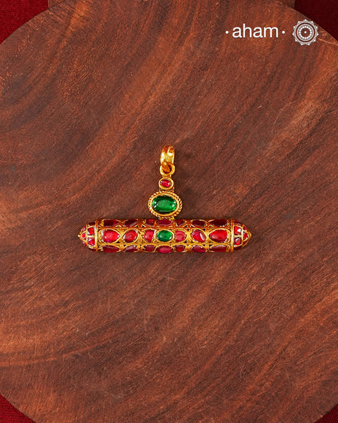 Kundan Gold Polish Silver Pendant
