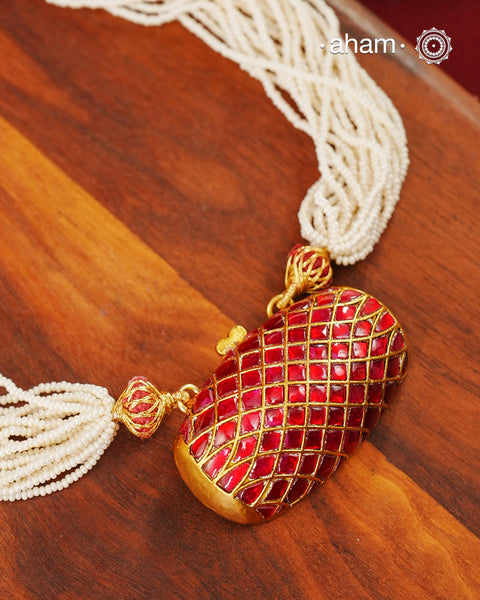 Kundan Gold Polish Silver Pendant