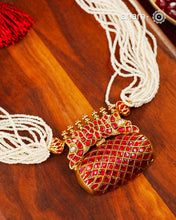 Kundan Gold Polish Peacock Silver Pendant