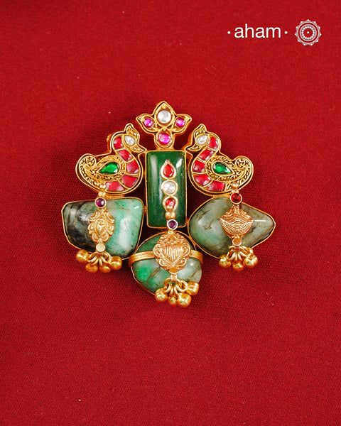 Peacock Gold Polish Silver Pendant
