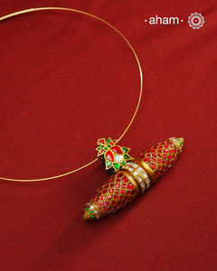 Kundan Gold Polish Silver Pendant