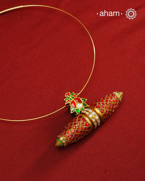 Kundan Gold Polish Silver Pendant
