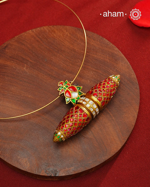 Kundan Gold Polish Silver Pendant